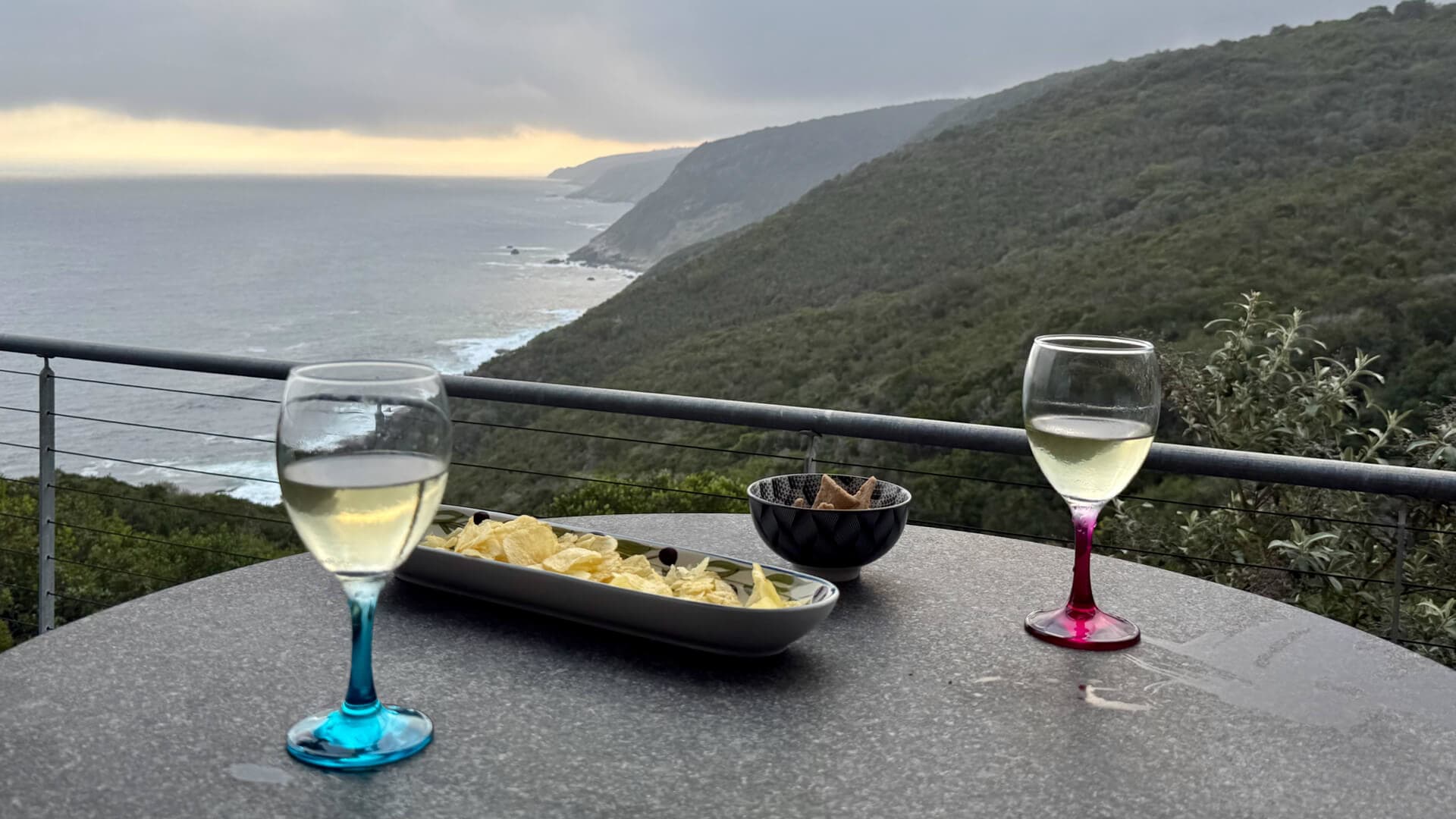 The spectacular view from the patio in the Cat's Whiskers villa.