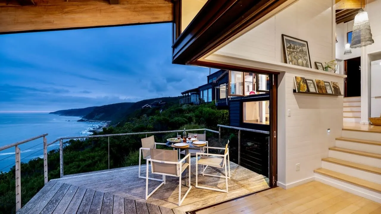 Warmly detailed interior at Cliff Top Houses